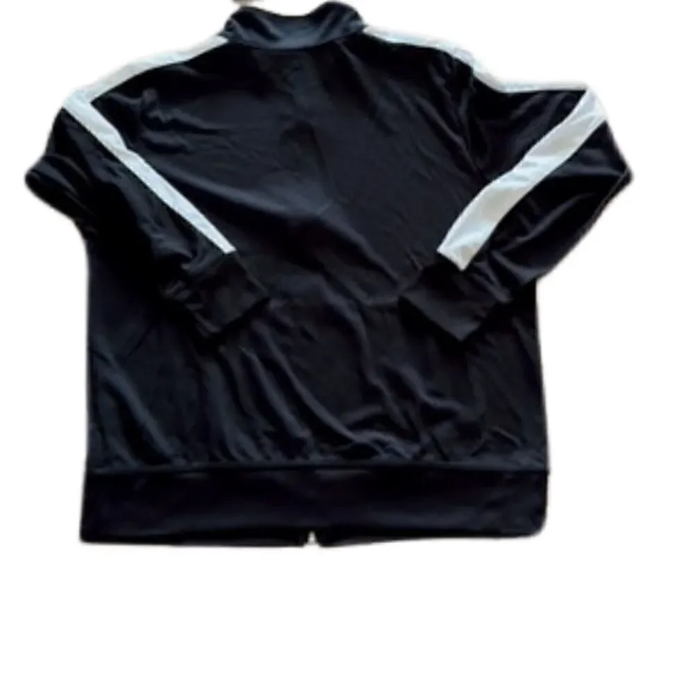 ID Ideology Full Zip Striped Sleeve Track Jacket Women's L Deep Black/White~